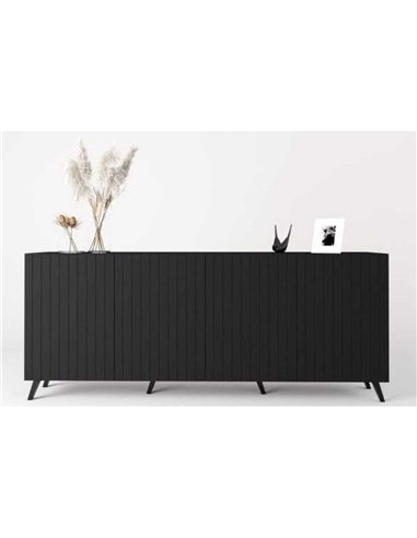 Atlantis Matte Black Wide 4 Door Sidebooard, 3181