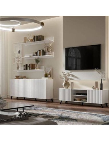 Atlantis Matte White Wide 4 Door Sideboard, 3197