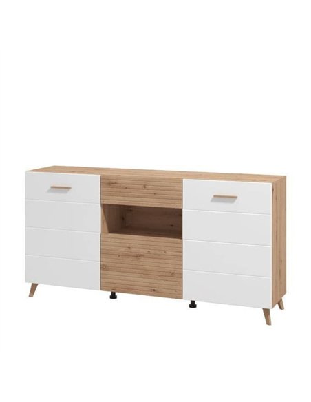 Bretanova Slatted Artisan Oak Effect And White Gloss Sideboard, 3426 - pic 114561 | FastDaddyshop