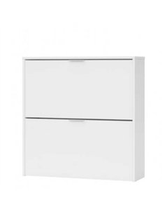 Brilo Matt White 2 Drawer Shoe Cabinet, 2893