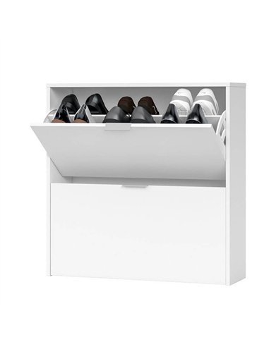 Brilo Matt White 2 Drawer Shoe Cabinet, 2893