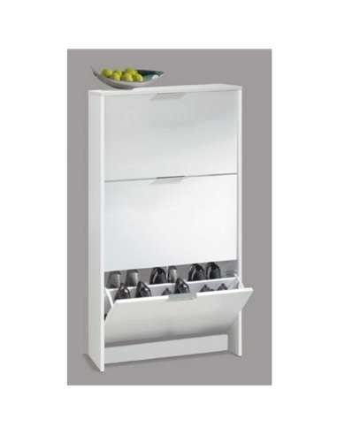 Brilo Matt White 3 Drawer Shoe Cabinet, 2894