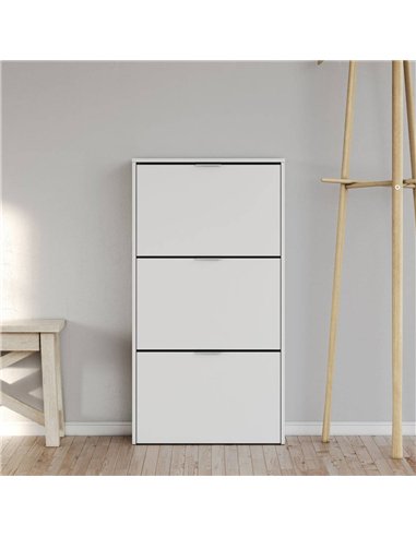 Brilo Matt White 3 Drawer Shoe Cabinet, 2894
