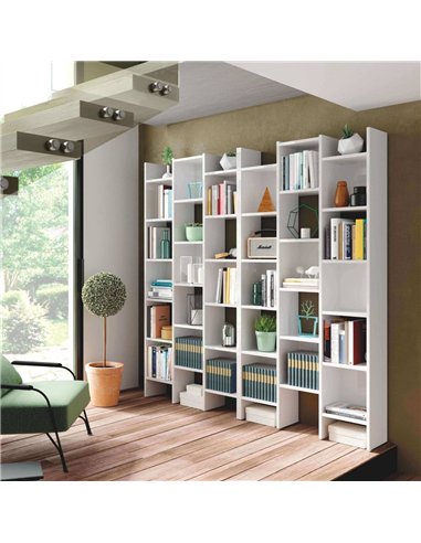 Cadiz White Gloss Triple Bookcase - 2601