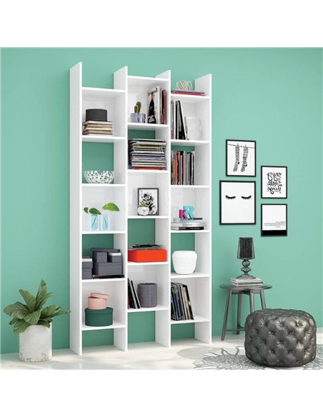 Cadiz White Gloss Triple Bookcase - 2601 - pic 114575 | FastDaddyshop