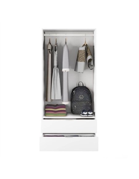 Cairo Artic White Compact 2 Door 2 Drawer Space-Saving Wardrobe, 3201 - pic 114576 | FastDaddyshop
