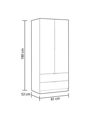 Cairo Artic White Compact 2 Door 2 Drawer Space-Saving Wardrobe, 3201