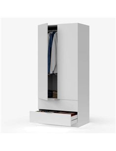 Cairo Artic White Compact 2 Door 2 Drawer Space-Saving Wardrobe, 3201