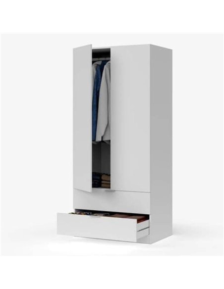 Cairo Artic White Compact 2 Door 2 Drawer Space-Saving Wardrobe, 3201 - pic 114578 | FastDaddyshop