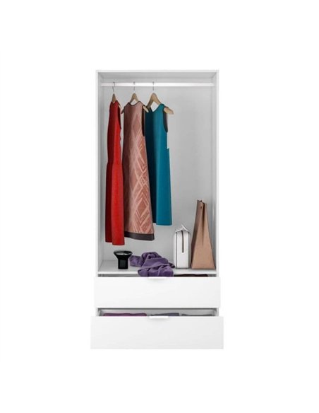 Cairo Artic White Compact 2 Door 2 Drawer Space-Saving Wardrobe, 3201 - pic 114579 | FastDaddyshop