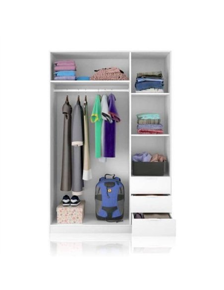 Cairo Artic White Compact 3 Door 3 Drawer Space-Saving Wardrobe, 3202 - pic 114581 | FastDaddyshop