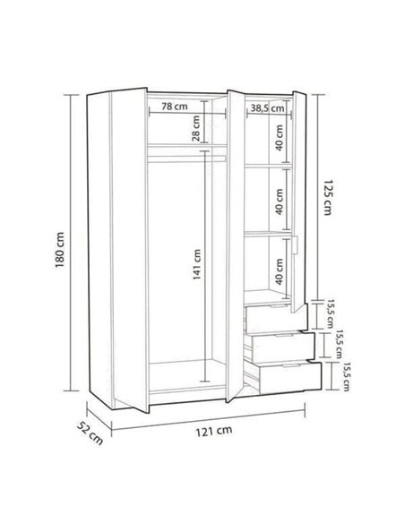 Cairo Artic White Compact 3 Door 3 Drawer Space-Saving Wardrobe, 3202 - pic 114582 | FastDaddyshop