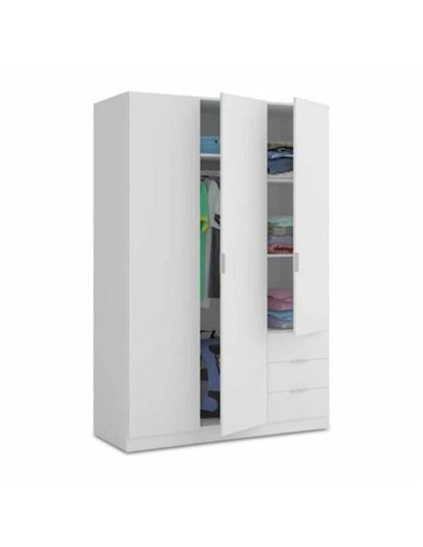Cairo Artic White Compact 3 Door 3 Drawer Space-Saving Wardrobe, 3202