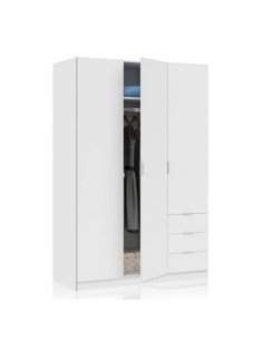 Cairo Artic White Compact 3 Door 3 Drawer Space-Saving Wardrobe, 3202