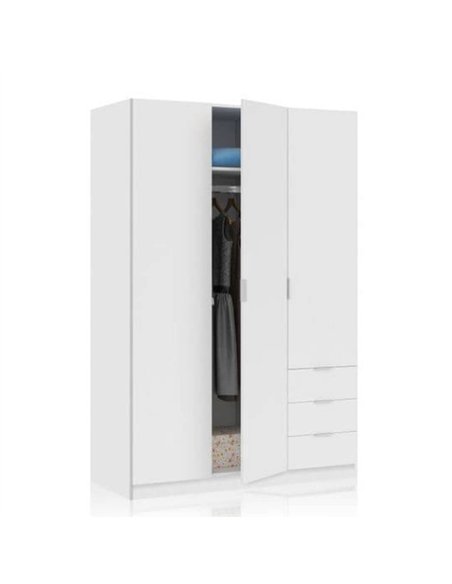 Cairo Artic White Compact 3 Door 3 Drawer Space-Saving Wardrobe, 3202 - pic 114584 | FastDaddyshop