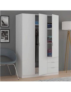 Cairo Artic White Compact 3 Door 3 Drawer Space-Saving Wardrobe, 3202 2