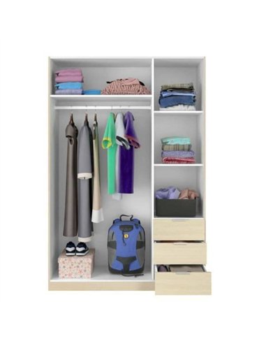 Cairo Oak Effect Compact 3 Door 3 Drawer Space-Saving Wardrobe, 3203