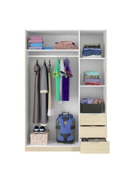 Cairo Oak Effect Compact 3 Door 3 Drawer Space-Saving Wardrobe, 3203 - pic 114586 | FastDaddyshop