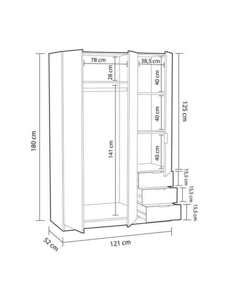 Cairo Oak Effect Compact 3 Door 3 Drawer Space-Saving Wardrobe, 3203 - pic 114587 | FastDaddyshop