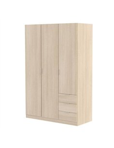 Cairo Oak Effect Compact 3 Door 3 Drawer Space-Saving Wardrobe, 3203