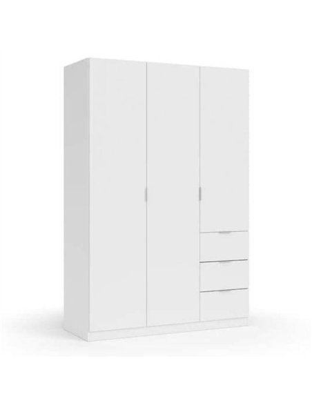 Cairo Artic White Compact 3 Door 3 Drawer Space-Saving 135cm Wardrobe, 3204 - pic 114594 | FastDaddyshop