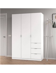 Cairo Artic White Compact 3 Door 3 Drawer Space-Saving 135cm Wardrobe, 3204 2