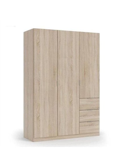 Cairo Oak Effect Compact 3 Door 3 Drawer Space-Saving 135cm Wardrobe, 3205 - pic 114598 | FastDaddyshop
