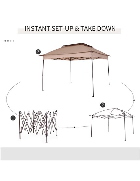 Outsunny 3 X 3(m) Meters Metal Gazebo Party Canopy Garden Pop Up Tent Outdoor Sun Shelter w/ Net Curtain Zipper Door - Khaki - pic 11460 | FastDaddyshop