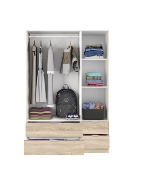 Cairo Oak Effect Compact 3 Door 4 Drawer Space-Saving 135cm Wardrobe, 3206 - pic 114600 | FastDaddyshop