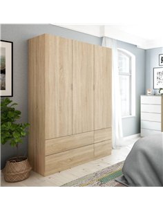 Cairo Oak Effect Compact 3 Door 4 Drawer Space-Saving 135cm Wardrobe, 3206 2