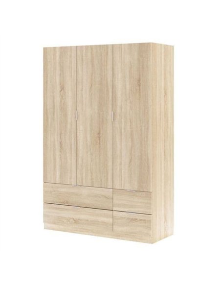Cairo Oak Effect Compact 3 Door 4 Drawer Space-Saving 135cm Wardrobe, 3206 - pic 114602 | FastDaddyshop