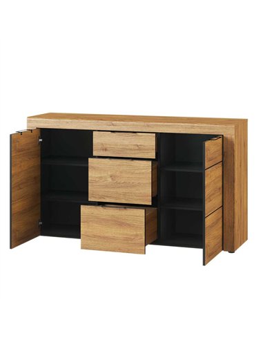 Camar Large Oak Effect 3 Drawer Sideboard K45, 2706