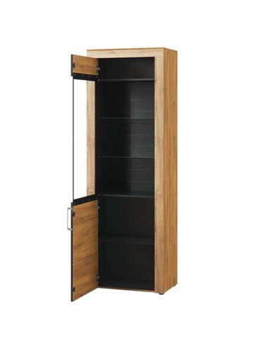 Camar Tall Oak Effect 1 Door Display Cabinet K10, 2710