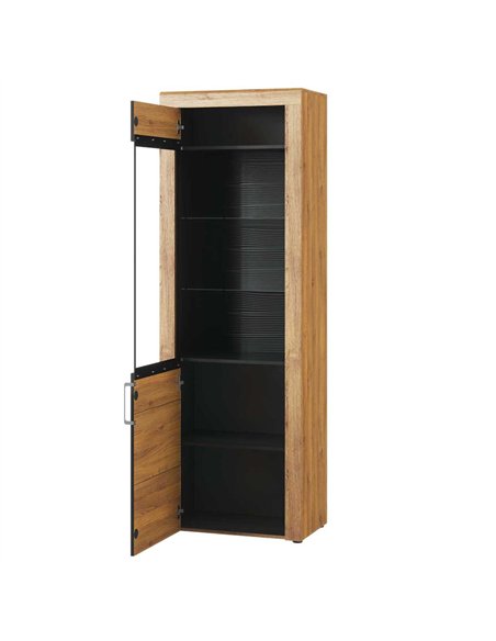 Camar Tall Oak Effect 1 Door Display Cabinet K10, 2710 - pic 114623 | FastDaddyshop
