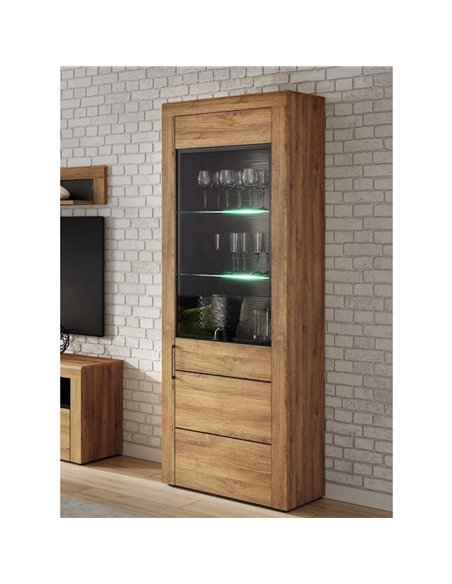 Camar Tall Oak Effect 1 Door Display Cabinet K10, 2710 - pic 114625 | FastDaddyshop