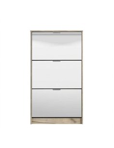 Carrera Mirrored and Oak Effect 3 Drawer Shoe Cabinet, 3136