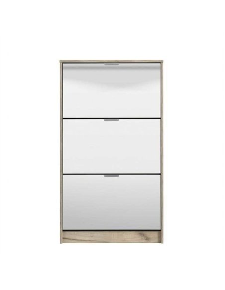 Carrera Mirrored and Oak Effect 3 Drawer Shoe Cabinet, 3136 - pic 114634 | FastDaddyshop
