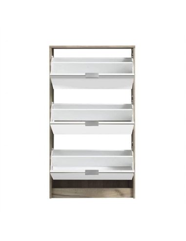 Carrera Mirrored and Oak Effect 3 Drawer Shoe Cabinet, 3136