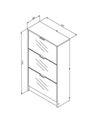 Carrera Mirrored and Oak Effect 3 Drawer Shoe Cabinet, 3136