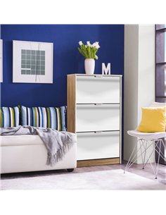 Carrera Mirrored and Oak Effect 3 Drawer Shoe Cabinet, 3136 2