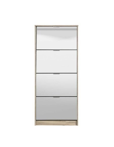 Carrera Mirrored and Oak Effect Tall 4 Drawer Shoe Cabinet, 3137 - pic 114638 | FastDaddyshop