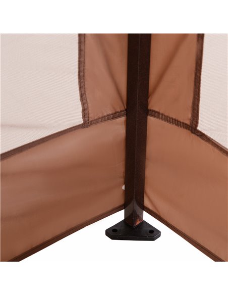 Outsunny 3 X 3(m) Meters Metal Gazebo Party Canopy Garden Pop Up Tent Outdoor Sun Shelter w/ Net Curtain Zipper Door - Khaki - pic 11464 | FastDaddyshop