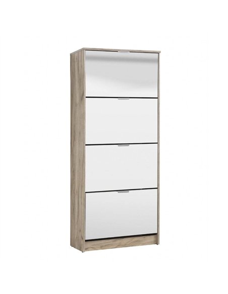 Carrera Mirrored and Oak Effect Tall 4 Drawer Shoe Cabinet, 3137 - pic 114642 | FastDaddyshop
