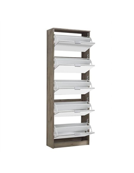 Carrera Mirrored and Oak Effect Tall 5 Drawer Shoe Cabinet, 3138 - pic 114644 | FastDaddyshop