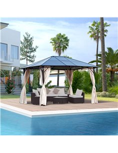 Outsunny 3.6x3m Hardtop Gazebo Canopy with Polycarbonate Roof, Brown 2