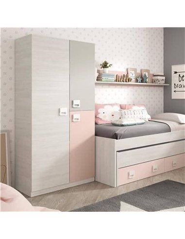 Carlos Grey And Pink 3 Door Slim Narrow Wardrobe, 3262