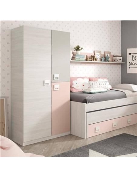 Carlos Grey And Pink 3 Door Slim Narrow Wardrobe, 3262 - pic 114655 | FastDaddyshop