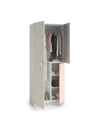 Carlos Grey And Pink 3 Door Slim Narrow Wardrobe, 3262