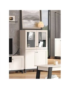 Cassio Cashmere Taupe Panelled Low Showcase Display Cabinet, 3449 2