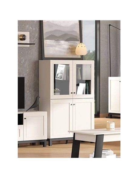 Cassio Cashmere Taupe Panelled Low Showcase Display Cabinet, 3449 - pic 114666 | FastDaddyshop